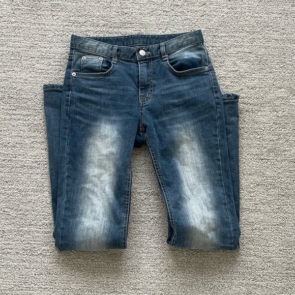 Women’s Low Rise Blue Flare Bootcut Dark Wash Denim Jeans Spring Y2K Coquette - Picture 2 of 4